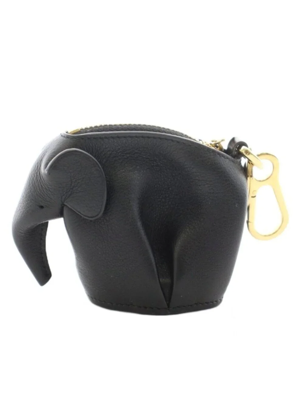 Loewe Elephant Charm Coin Purse Leather Black